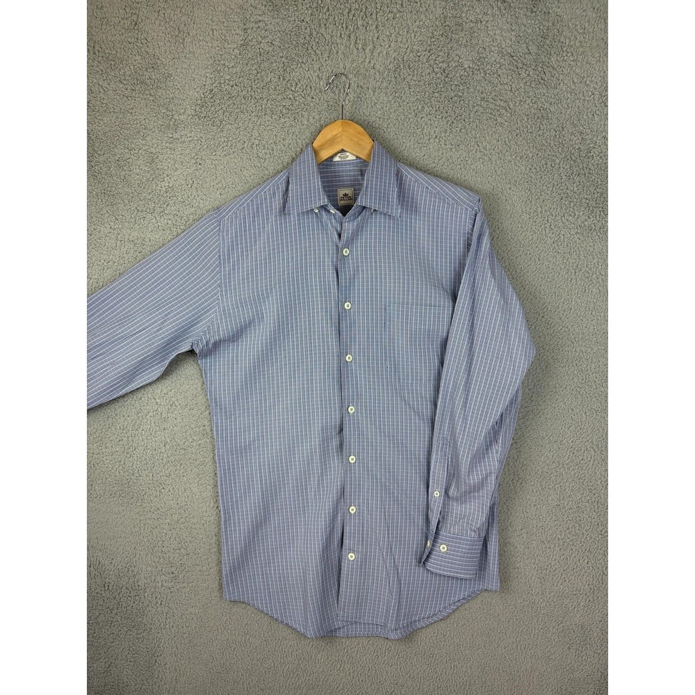 Peter Millar Shirt Mens Small Blue Check Dress Long Sleeve Cotton Button Front